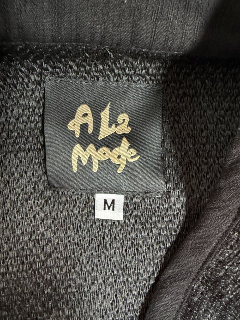 A La Mode Vintage Black Brocade Panel Cropped Jacket Made in USA Size Medium - Picture 4 of 10